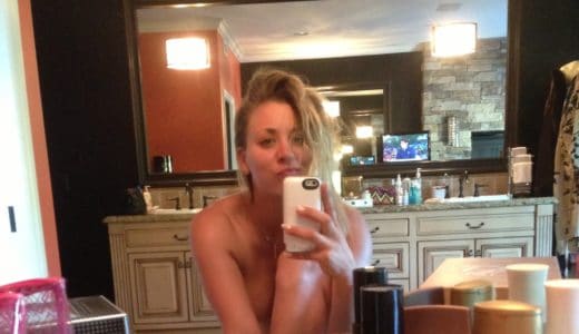 Completely naked Fappening pic of Kaley Cuoco sitting on a chair