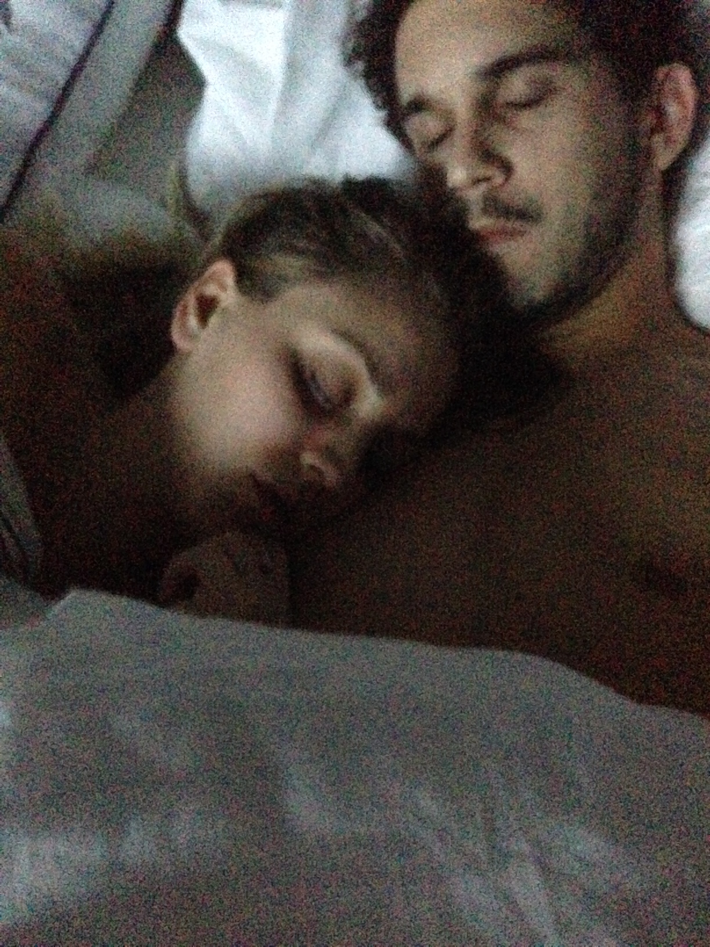 a sleeping selfie of kaley and her boyfriend