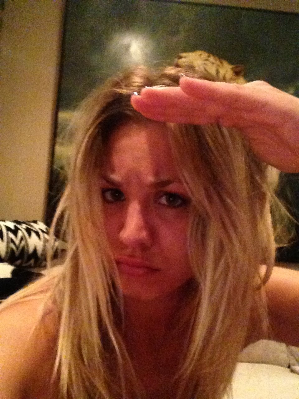 kaley cuoco giving a pouty look