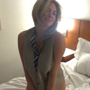 Fappening pic of Kate Upton with tie around her neck and no pants on