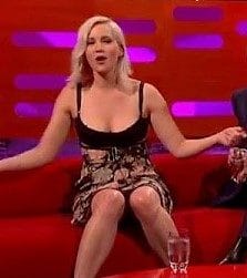 Jennifer Lawrence playing it cool after flashing her pussy