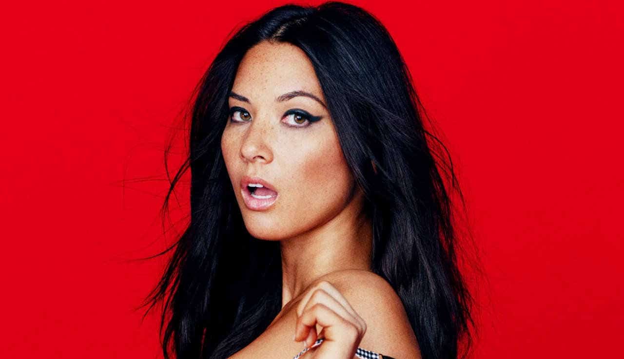 olivia munn modeling with mouth open