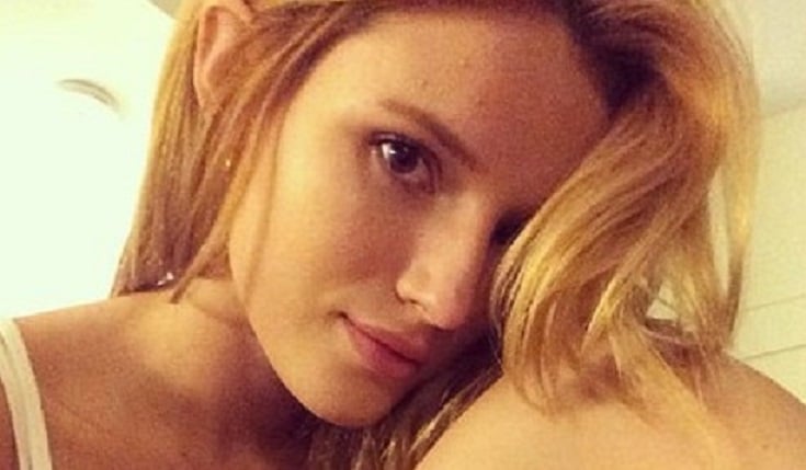 Bella Thorne sexy selfie with knees up to her face