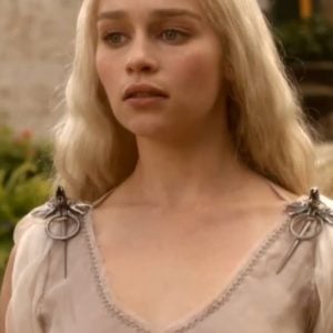 Emilia Clarke in Game of Thrones nipples poking through shirt