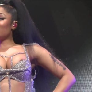 Nipple coming out of Nicki Minaj's top during show