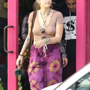 Paris Jackson exposing nipples as she walks out of shop
