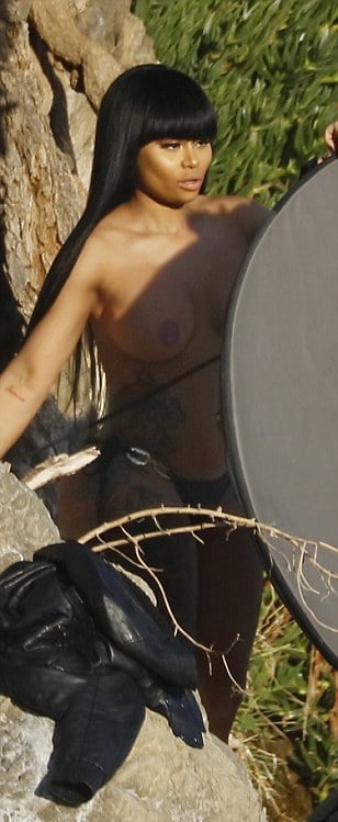 Blac Chyna topless as she is getting photographed