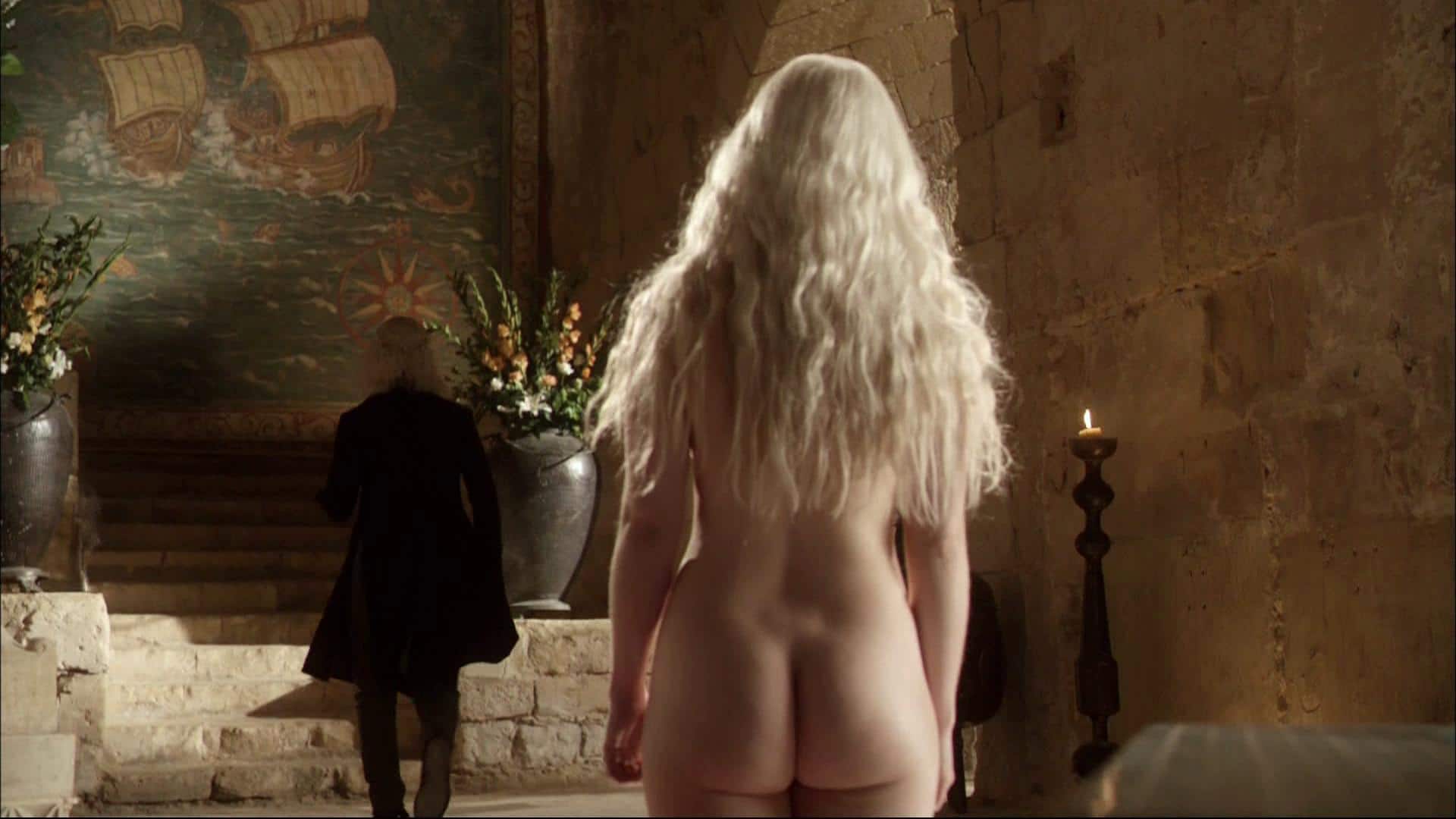 Emilia Clarke standing in the nude ass showing