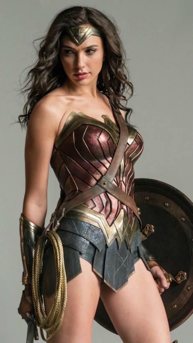 Gal Gadot as Wonder Woman with shield