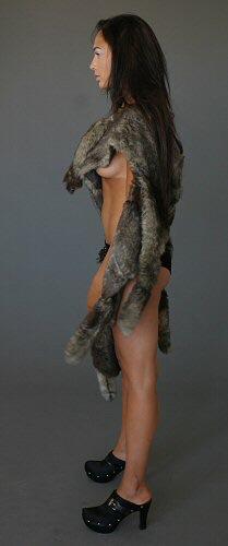Gal Gadot wearing fur showing some under boob