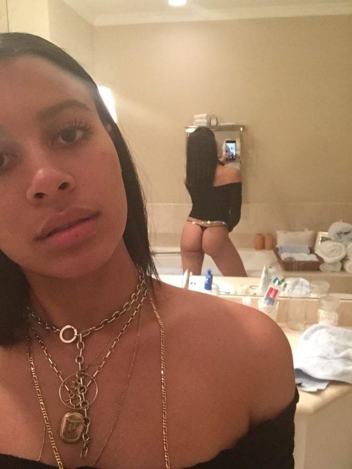 Sami Miro taking a picture of her ass in the bathroom