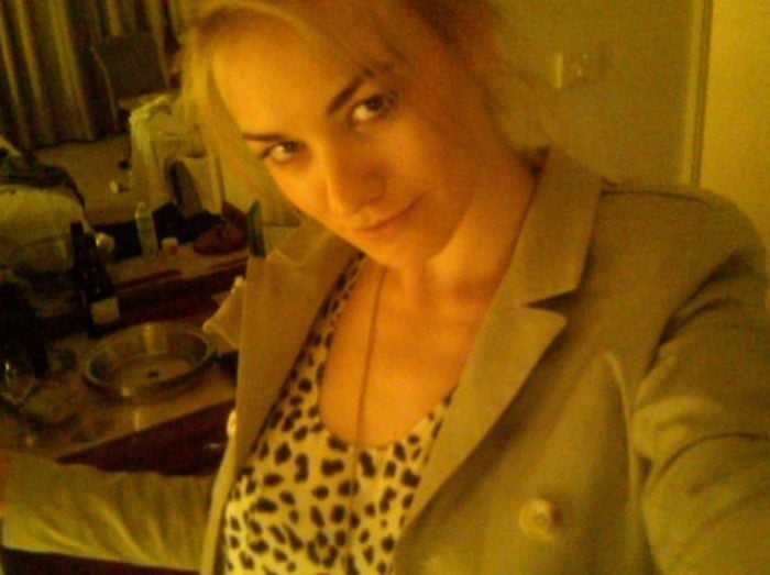 Yvonne Strahovski wearing a blazer and cheetah print top