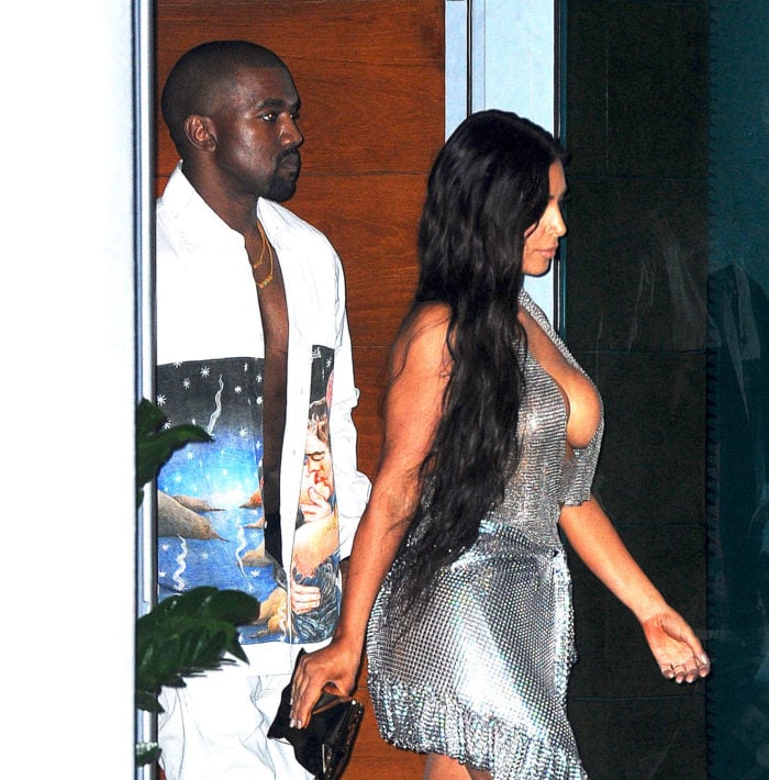 Kim Kardashian and Kanye West after his concert wearing scandalous dress