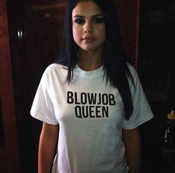 Selena Gomez wearing Blow Job Queen tshirt